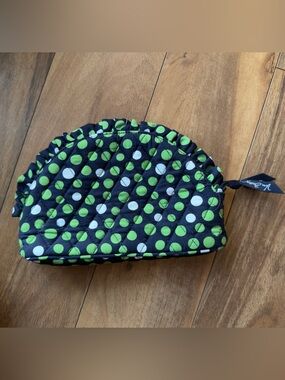 Vera Bradley Ruffle Cosmetic Bag Lucky Dots Quilted Makeup Toiletry Travel Case